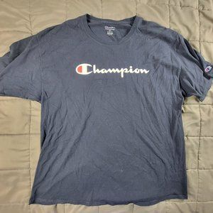 Champion Mens 2XL Black Shirt Short Sleeve Casual Comfort Outdoors Logo